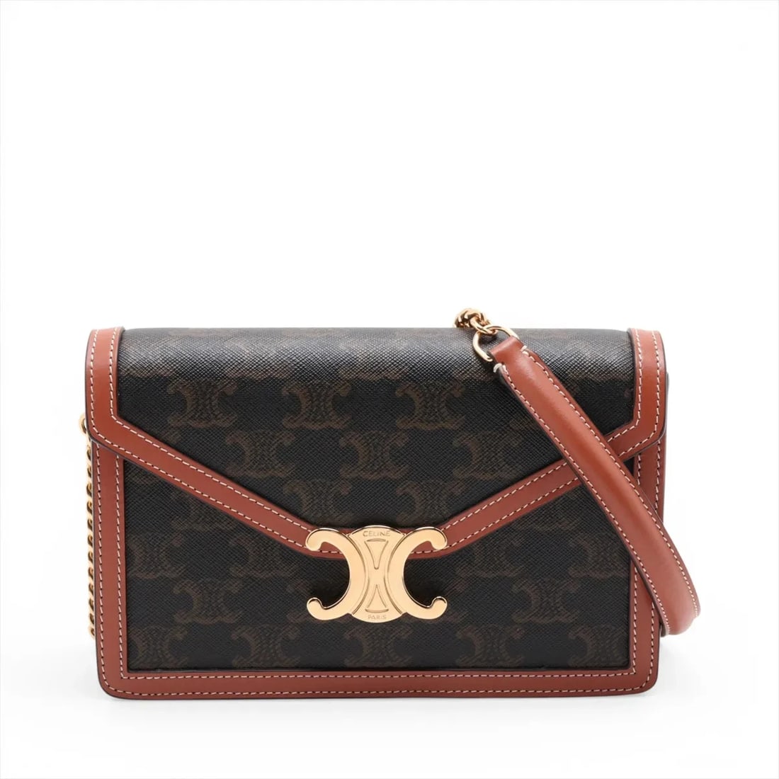 CELINE TRIOMPHE MARGO PVC & LEATHER CHAIN SHOULDER BAG (1 of 4)
