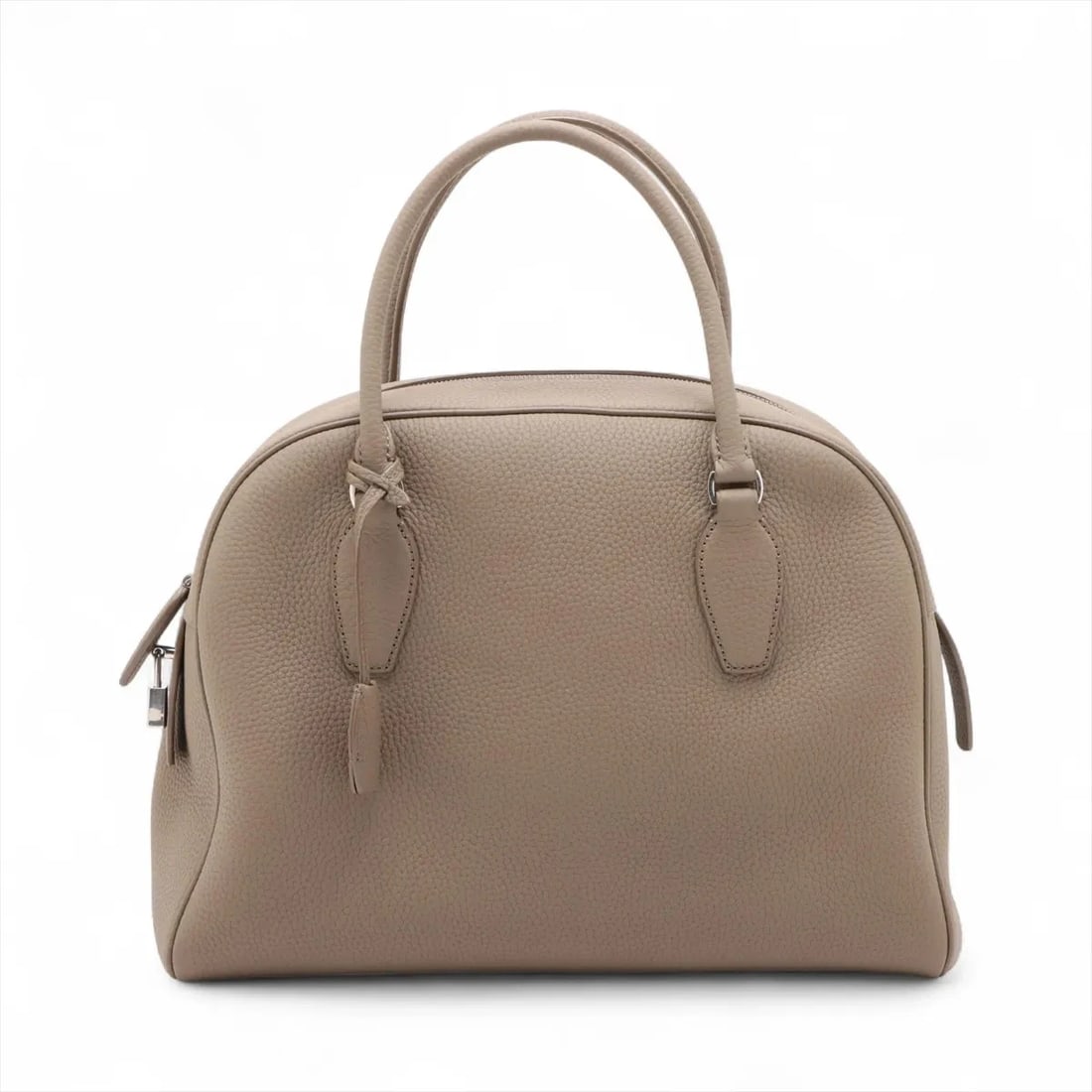 THE ROW INDIA 12 LEATHER HAND BAG: The Row India 12 Leather Hand bag Brand: The Row Type/Style: Top Handle Bag Material: Leather Color: Greige Size: Height:9.3inchLength:12.6inchDepth:4.7inch Accessories: None Accessories N