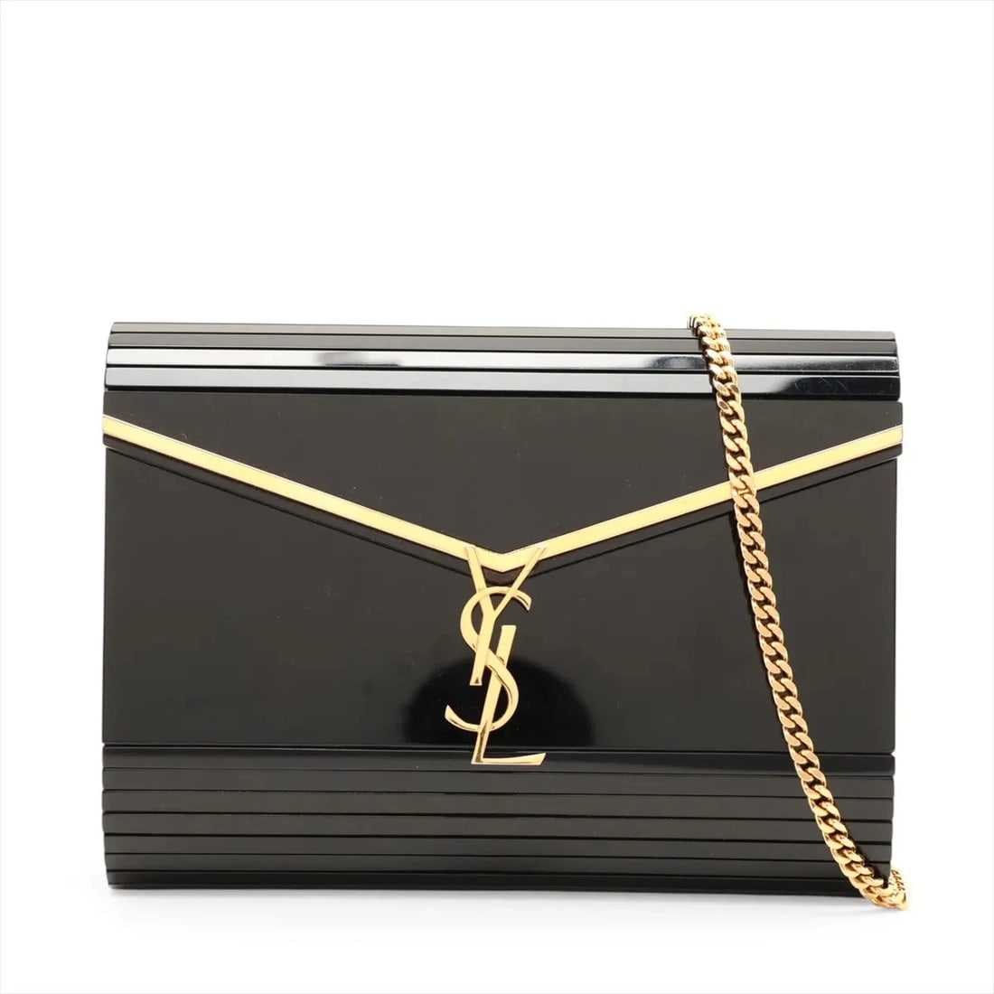 SAINT LAURENT PARIS VICKI PLASTIC CHAIN SHOULDER BAG: Saint Laurent Paris Vicki Plastic Chain Shoulder Bag Brand: Saint Laurent Paris Type/Style: Shoulder Bag Material: Plastic Color: Black Size: Height:5.3inchLength:7.3inchDepth:1.4inch Accessories: