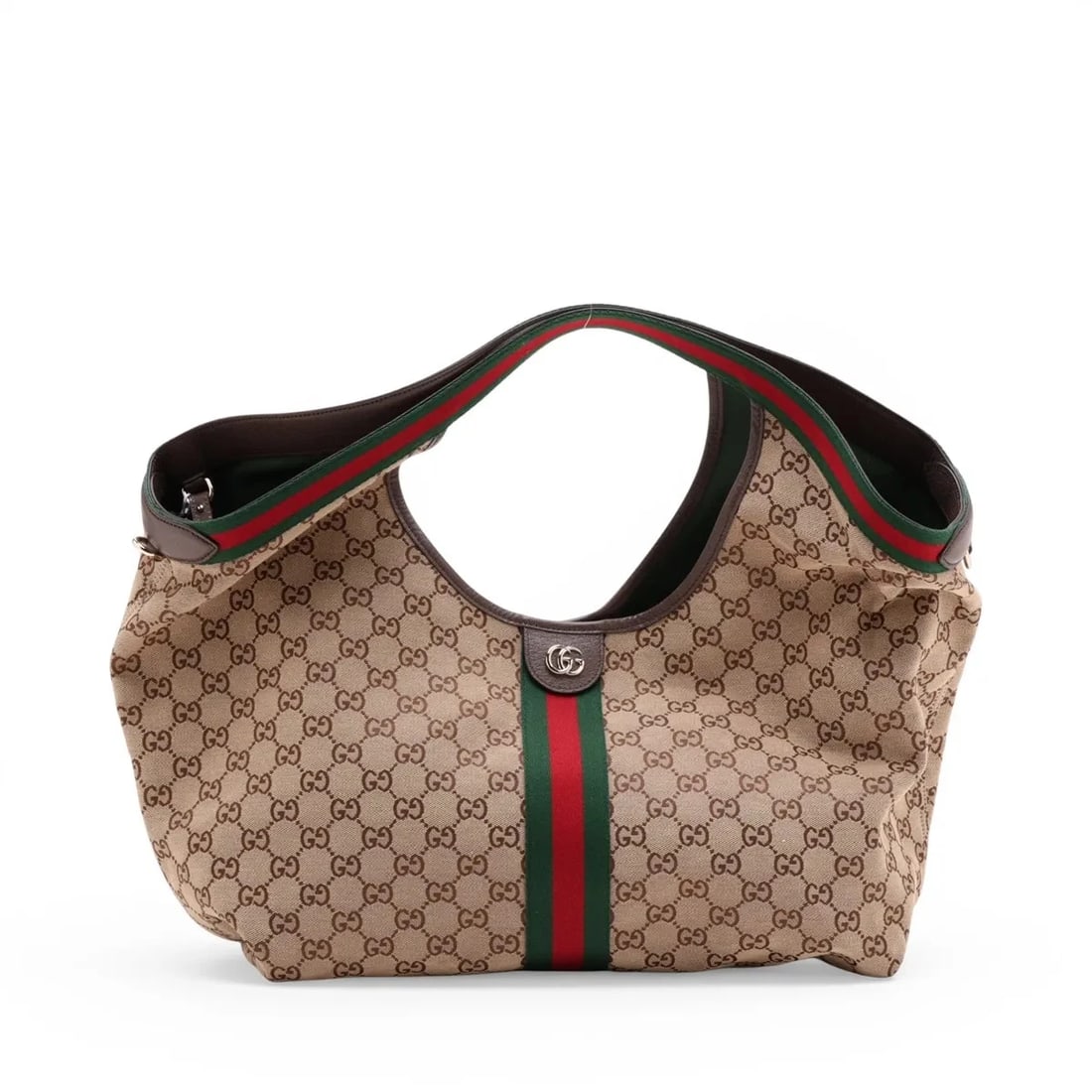 GUCCI GG CANVAS OPHIDIA CANVAS & LEATHER TOTE BAG: Gucci GG Canvas Ophidia Canvas & Leather Tote bag Brand: Gucci Type/Style: Tote Material: Canvas & Leather Color: Brown Size: Height:16.1inchLength:15.7inchDepth:6.5inch Accessories: None Accessories