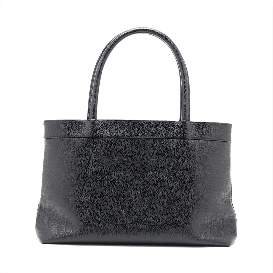 CHANEL COCO MARK CAVIAR SKIN TOTE BAG: Chanel Coco Mark Caviar Skin Tote bag Brand: Chanel Type/Style: Tote Material: Caviar Skin Color: Black Size: Height:8.1inchLength:12.6inchDepth:3.3inch Accessories: None Accessories Notic