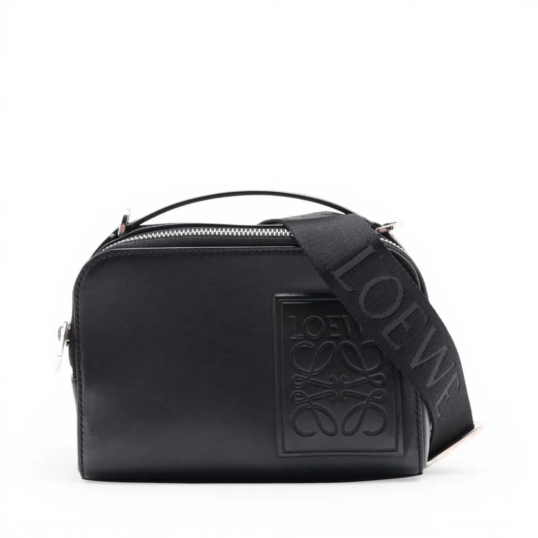 LOEWE CAMERAS CROSSBODY BAG: Loewe cameras crossbody bag Brand: Loewe Type/Style: Top Handle Bag Material: Leather Color: Black Size: Height:5.1inchLength:7.1inchDepth:2.6inch Accessories: None Accessories Notice: Whe