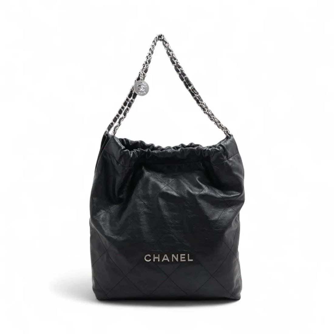 CHANEL 22 SHINY CALFSKIN CHAIN SHOULDER BAG: Chanel 22 shiny calfskin Chain Shoulder Bag Brand: Chanel Type/Style: Shoulder Bag Material: shiny calfskin Color: Black Size: Height:15.4inchLength:14.0inchDepth:3.7inch Accessories: None