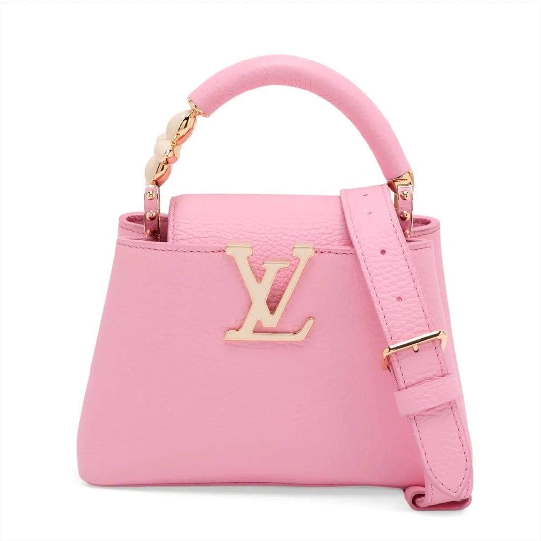 LOUIS VUITTON PARNASSEA CAPUCINESMINI PINK: Louis Vuitton Parnassea CapucinesMINI Pink Brand: Louis Vuitton Type/Style: Top Handle Bag Material: None Color: Pink Size: Height:5.9inchLength:7.5inchDepth:3.0inch Accessories: None Accessories