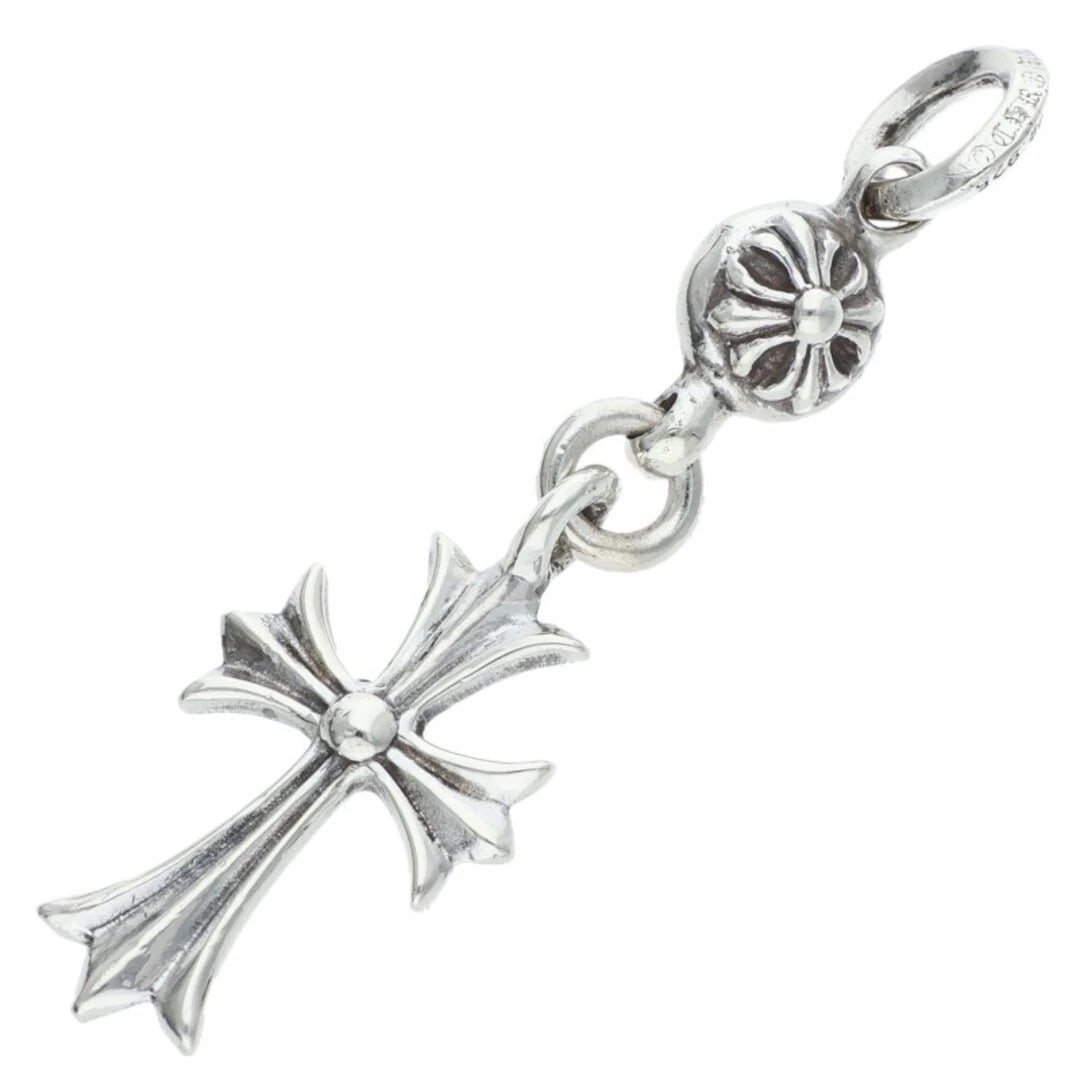 CHROME HEARTS BALL TINY CROSS CHARM SILVER NECKLACE TOP: Chrome Hearts Ball Tiny Cross Charm Silver Necklace Top Brand: Chrome Hearts Type/Style: Necklace Material: 925 Silver Color: silver Size: vertical 5.7cm Accessories: None Accessories Notice: When