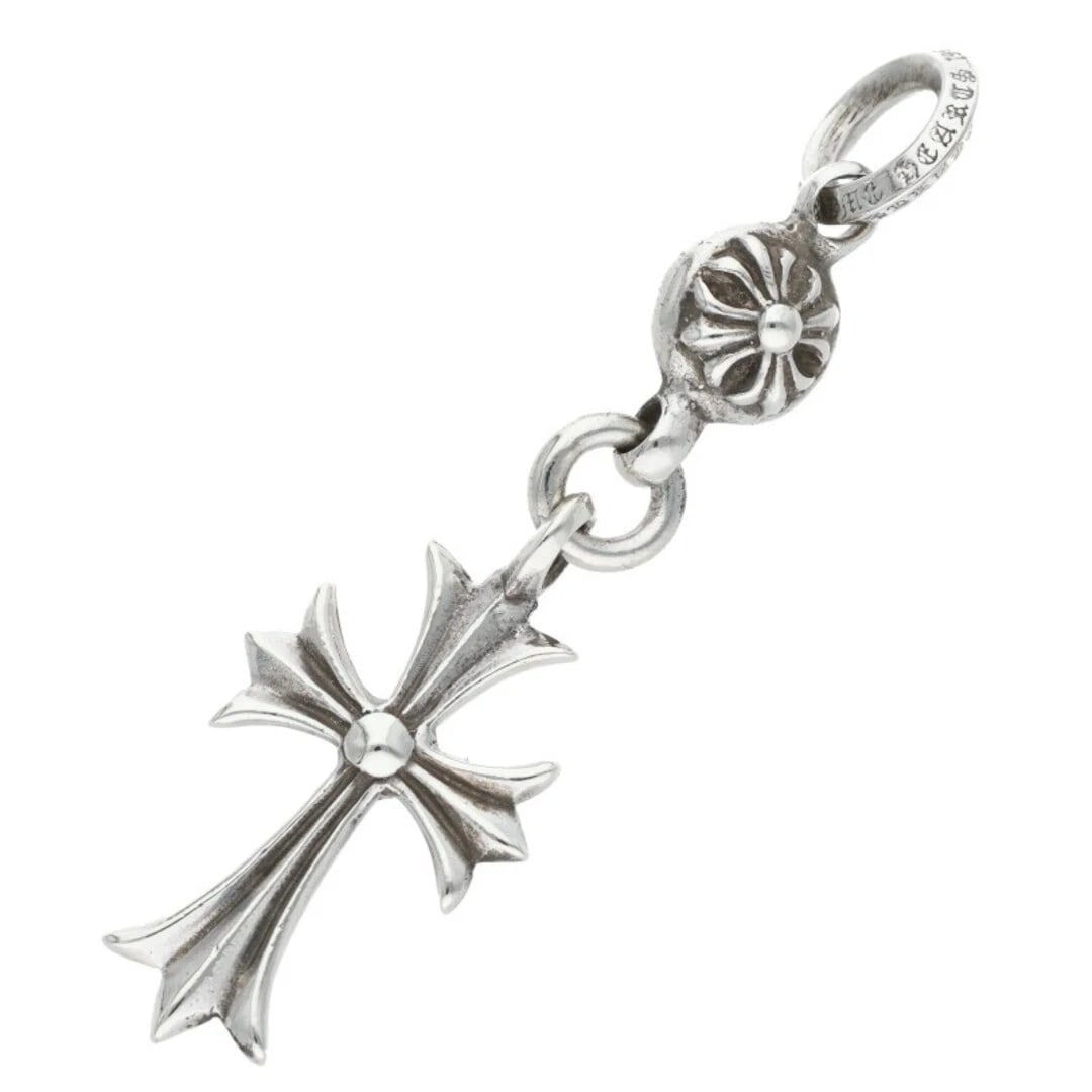 CHROME HEARTS BALL TINY CROSS CHARM SILVER NECKLACE TOP: Chrome Hearts Ball Tiny Cross Charm Silver Necklace Top Brand: Chrome Hearts Type/Style: Necklace Material: 925 Silver Color: silver Size: vertical 5.7cm Accessories: None Accessories Notice: When