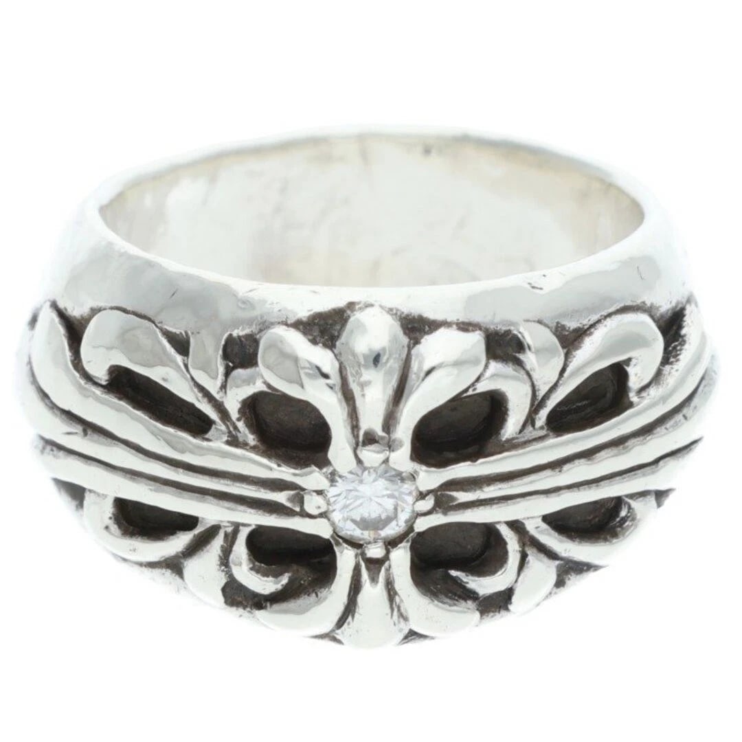 CHROME HEARTS FLORAL CROSS DIAMOND SILVER RING: Chrome Hearts Floral Cross diamond silver Ring Brand: Chrome Hearts Type/Style: Ring Material: 925 Silver Color: silver Size: US Size 14 Accessories: None Accessories Notice: When purchasing