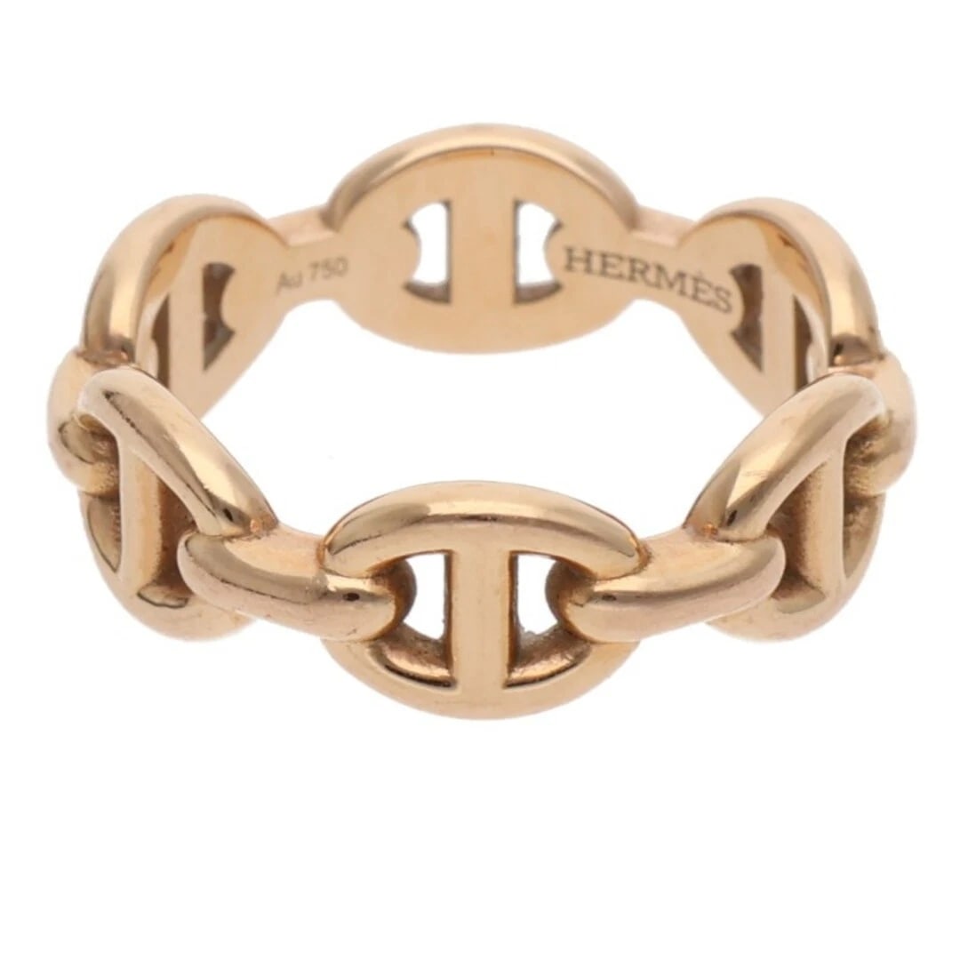 HERMES CHAINE D'ANCRE PM SHEINE DUNK ANCHENE GOLD RING: Hermes Chaine d'Ancre PM Sheine Dunk Anchene Gold Ring Brand: HERMES Type/Style: Ring Material: 925 Silver Color: silver Size: US Size 7 Accessories: None Accessories Notice: When purchasing