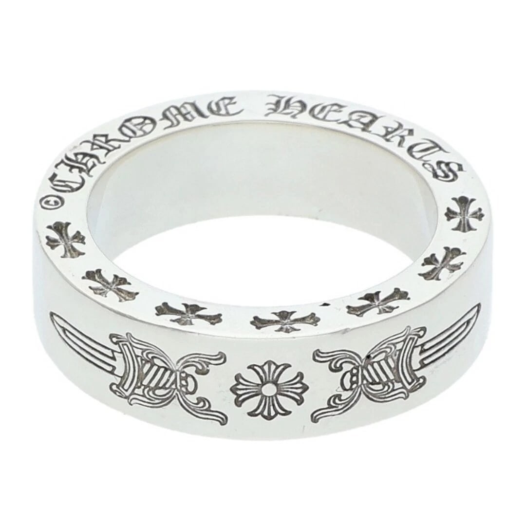 CHROME HEARTS 6MM SPACER DAGGER SILVER RING: Chrome Hearts 6mm SPACER Dagger Silver Ring Brand: Chrome Hearts Type/Style: Ring Material: 925 Silver Color: silver Size: US Size 11.5 Accessories: None Accessories Notice: When purchasing pre-owned