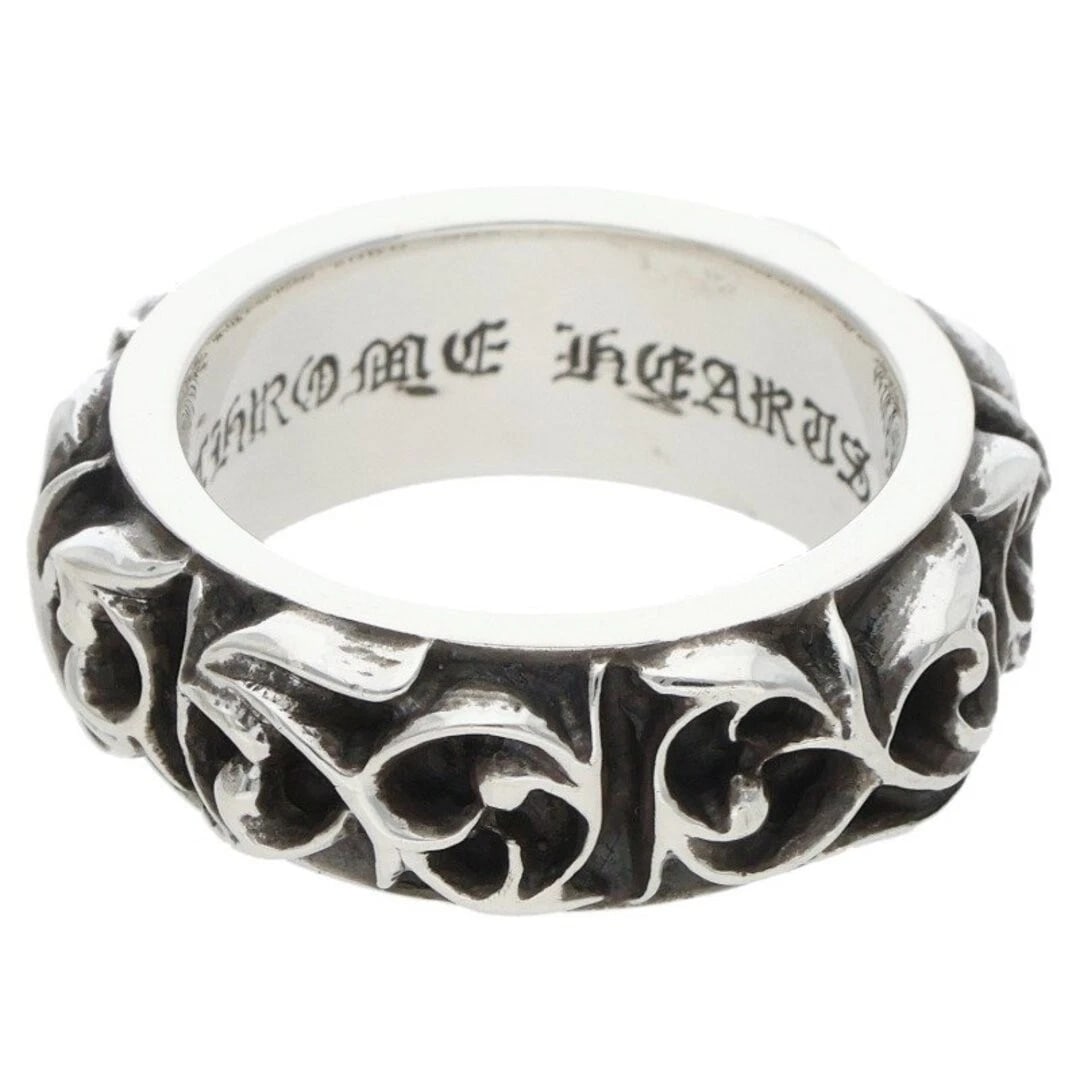 CHROME HEARTS ETRNITY VINE BAND ETERNITY SILVER RING: Chrome Hearts Etrnity Vine Band Eternity Silver Ring Brand: Chrome Hearts Type/Style: Ring Material: 925 Silver Color: silver Size: 6.75 - 7 US Accessories: None Accessories Notice: When purchasing