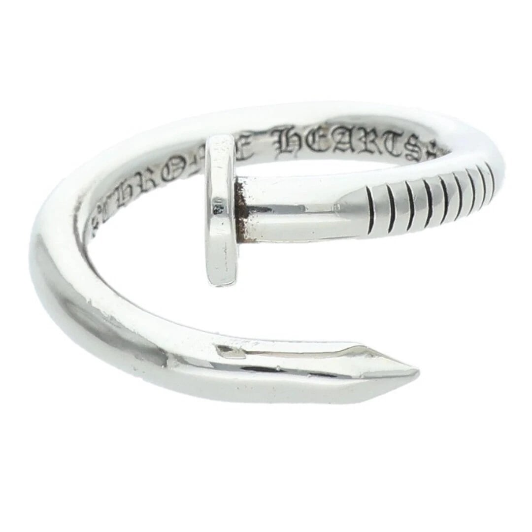 CHROME HEARTS NAIL FLAT SILVER RING: Chrome Hearts Nail Flat Silver Ring Brand: Chrome Hearts Type/Style: Ring Material: 925 Silver Color: silver Size: 8.75 US Accessories: None Accessories Notice: When purchasing pre-owned goods,
