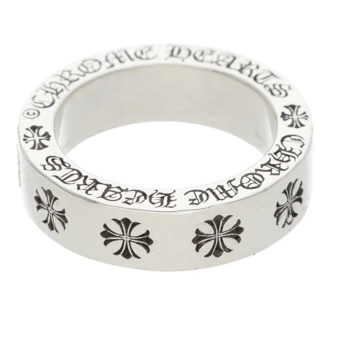 CHROME HEARTS SPACER FOREVER SILVER RING: Chrome Hearts Spacer Forever Silver Ring Brand: Chrome Hearts Type/Style: Ring Material: 925 Silver Color: silver Size: 5.25 US Accessories: None Accessories Notice: When purchasing pre-owned goods,