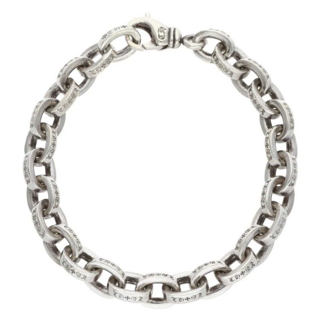 CHROME HEARTS LARGE PAPER CHN CHAIN SILVER BRACELET: Chrome Hearts LARGE Paper CHN Chain Silver Bracelet Brand: Chrome Hearts Type/Style: Others Material: 925 Silver Color: silver Size: total length 18.5cm Accessories: None Accessories Notice: When