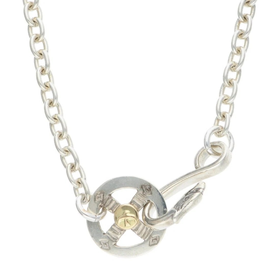 GOROSE WHEELED TAKU CHAIN NECKLACE: Gorose Wheeled Taku Chain Necklace Brand: goro's Type/Style: Necklace Material: silver ? gold Color: silver ? gold Size: wheel diameter 1.8cm, chain width 0.5cm, total length 51.5cm Accessories: None