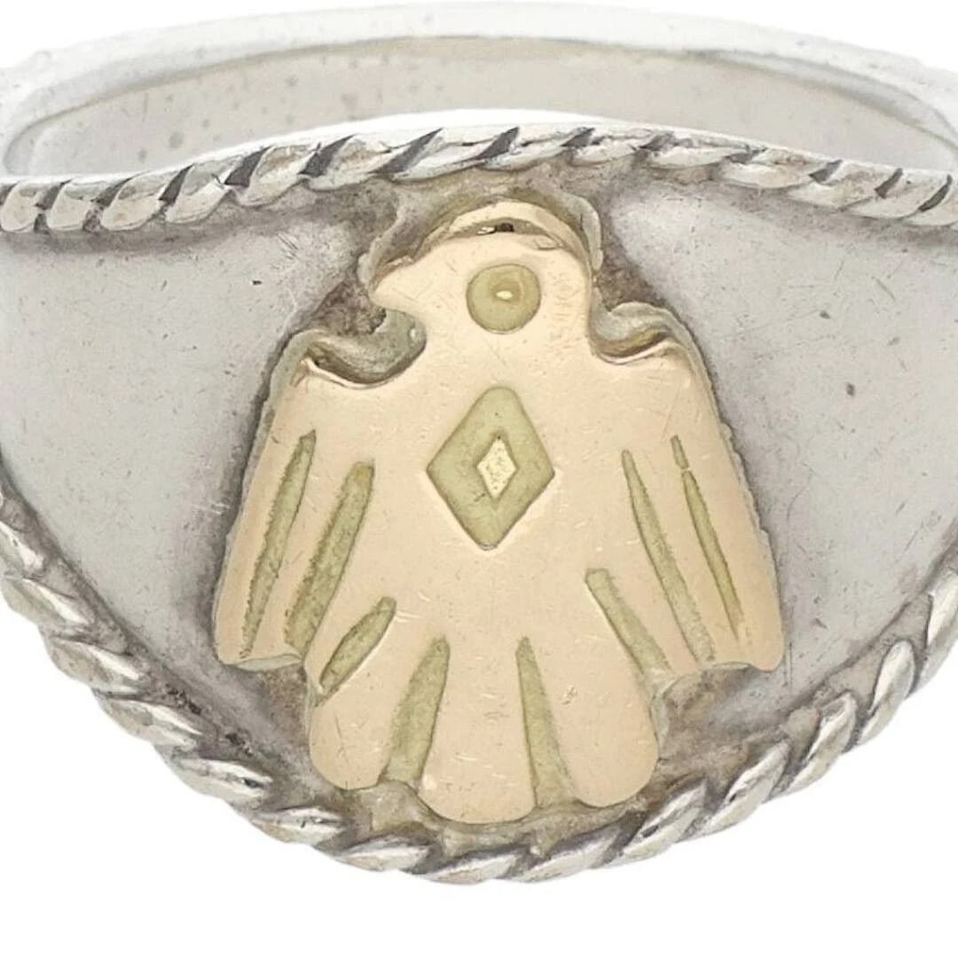GOROWS GOLD EAGLE METAL WITH SILVER ROPE RING - 2