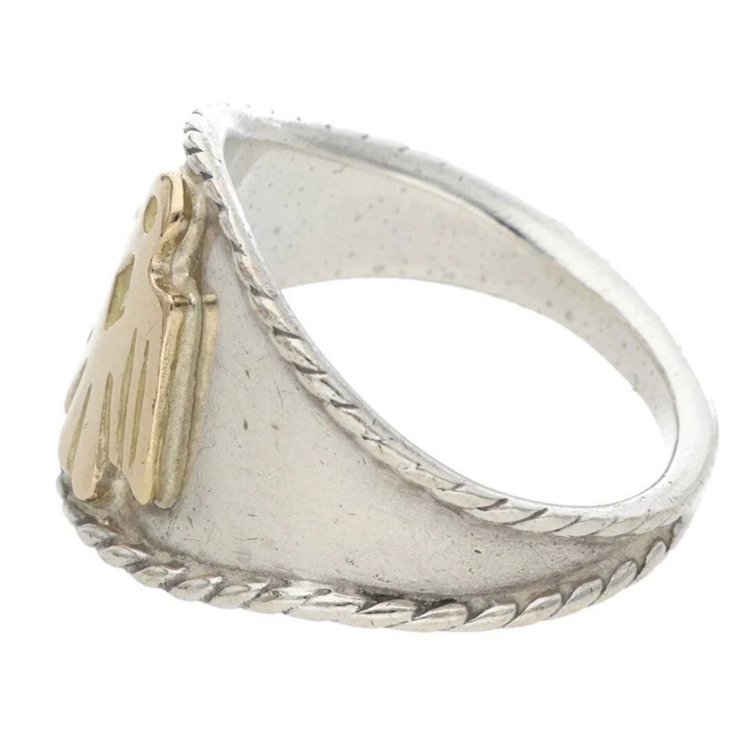 GOROWS GOLD EAGLE METAL WITH SILVER ROPE RING - 5