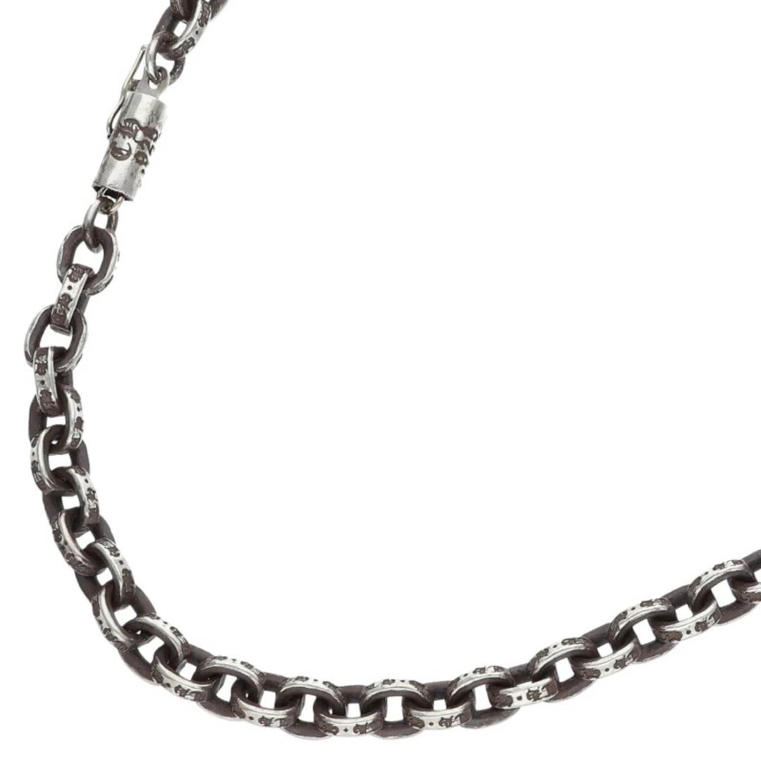 CHROME HEARTS PAPER CHAIN SILVER NECKLACE: Chrome Hearts PAPER CHAIN Silver Necklace Brand: Chrome Hearts Type/Style: Necklace Material: 925 Silver Color: silver Size: total length 88.5cm Accessories: None Accessories Notice: When purchasing