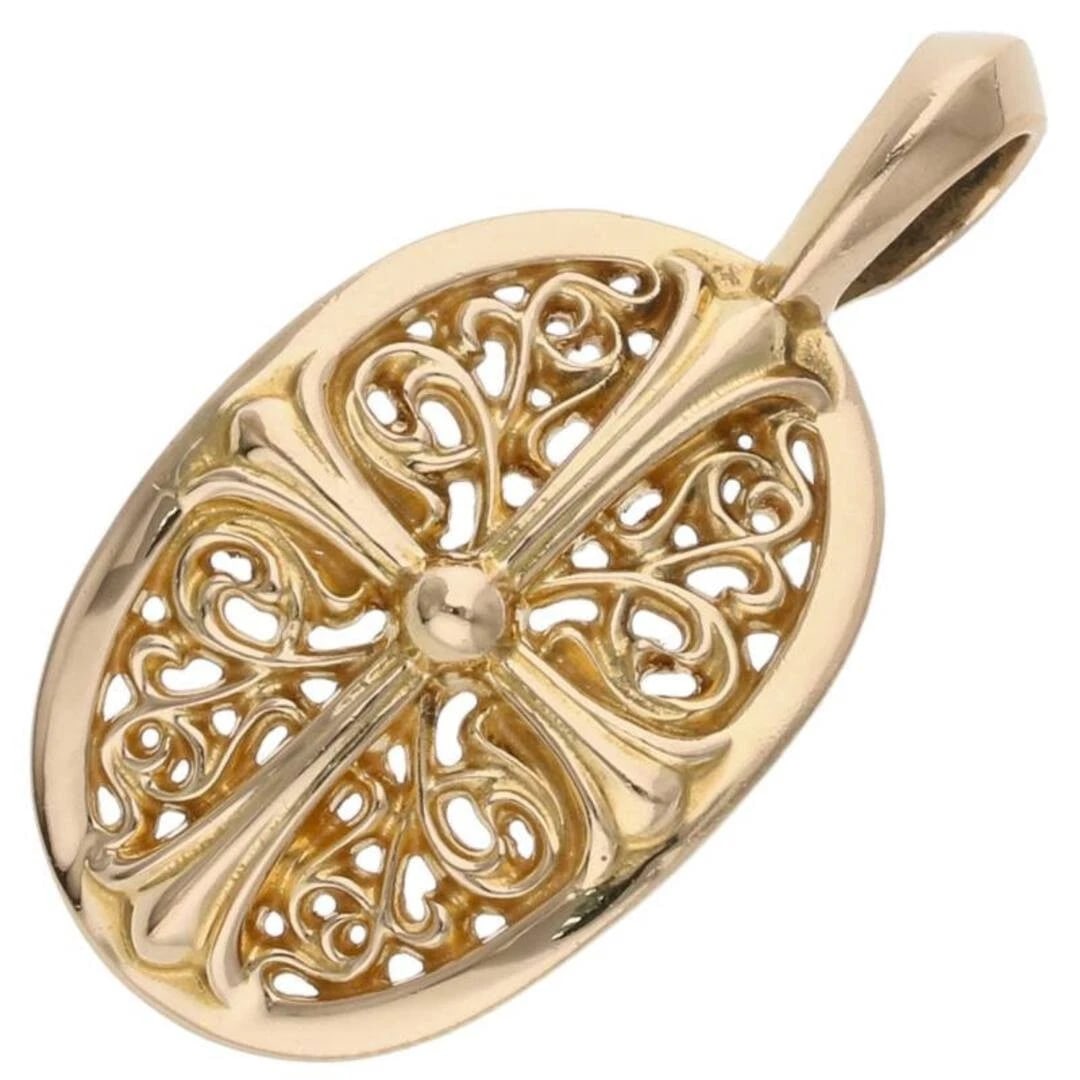 CHROME HEARTS CLSC OVAL CLASSIC GOLD NECKLACE TOP: Chrome Hearts CLSC OVAL Classic Gold Necklace Top Brand: Chrome Hearts Type/Style: Necklace Material: 925 Silver Color: silver Size: vertical 3.4cm Accessories: None Accessories Notice: When
