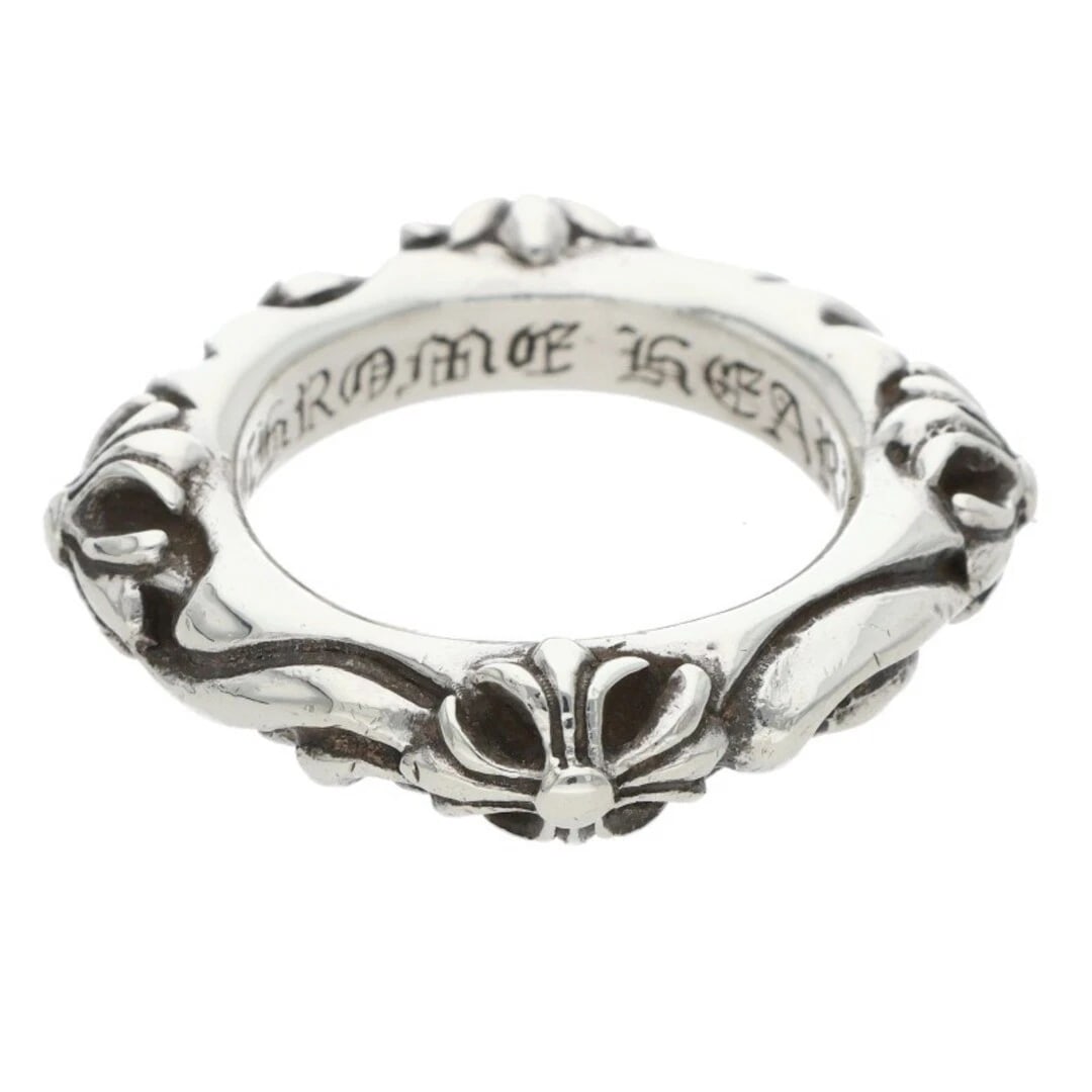 CHROME HEARTS BAND SILVER RING MENS: Chrome Hearts BAND Silver Ring Mens Brand: Chrome Hearts Type/Style: Ring Material: 925 Silver Color: silver Size: 4.75 - 5 US Accessories: None Accessories Notice: When purchasing pre-owned goods,