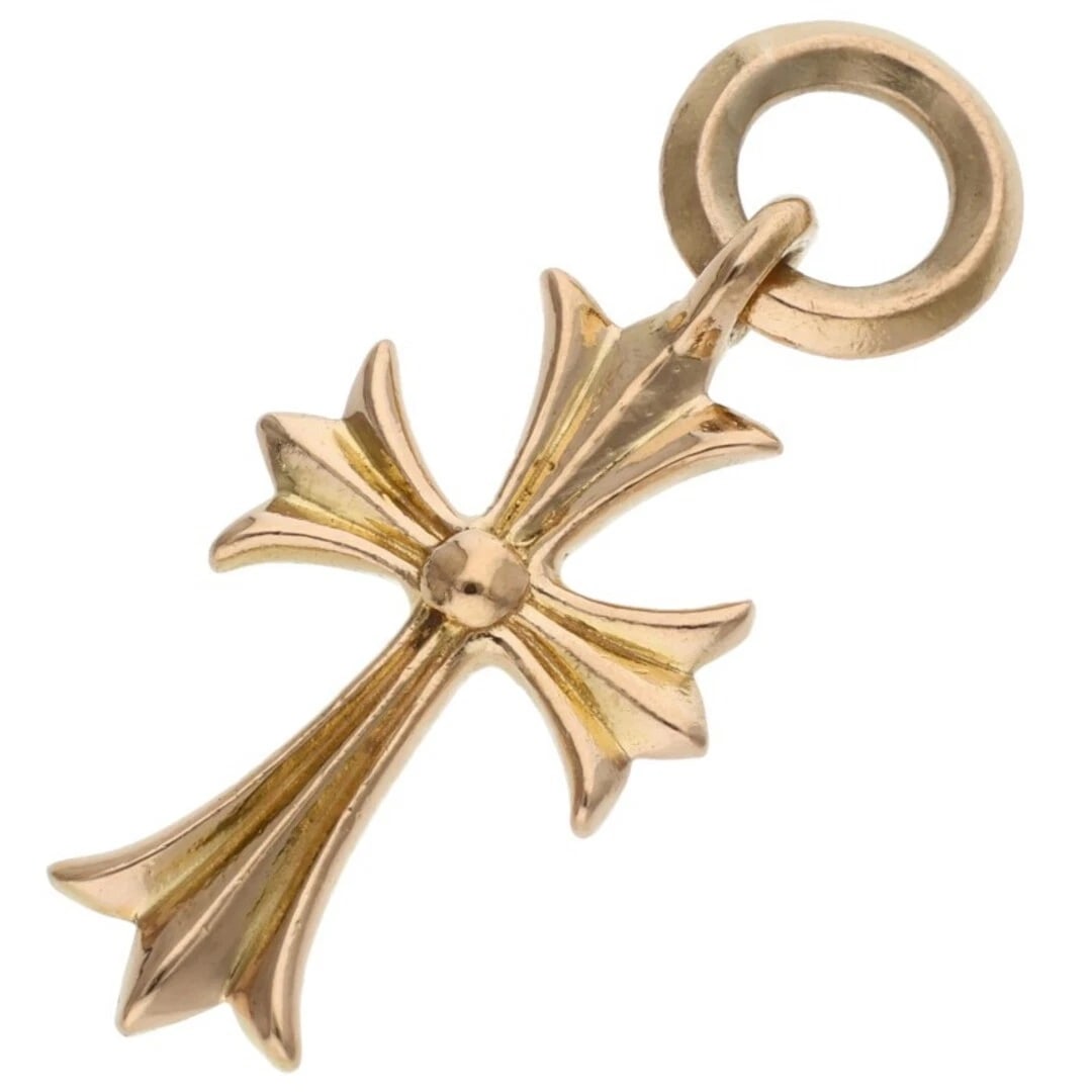 CHROME HEARTS TINY CH CROSS OLD CHARM GOLD NECKLACE TOP: Chrome Hearts TINY CH CROSS Old Charm Gold Necklace Top Brand: Chrome Hearts Type/Style: Necklace Material: 22K Yellow Gold Color: YG Size: vertical 3.8cm Accessories: None Accessories Not