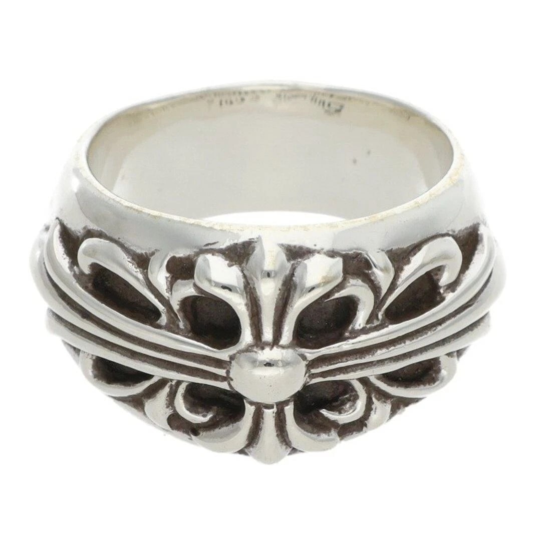 CHROME HEARTS FLRL CRS FLORAL CROSS SILVER RING: Chrome Hearts FLRL CRS Floral Cross Silver Ring Brand: Chrome Hearts Type/Style: Ring Material: 925 Silver Color: silver Size: US Size 16 Accessories: None Accessories Notice: When purchasing