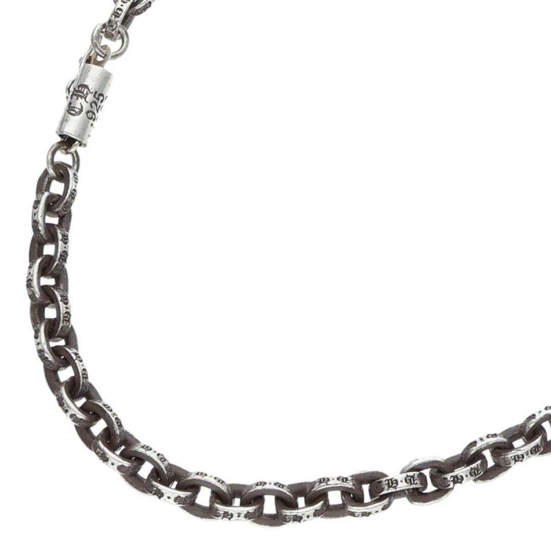 CHROME HEARTS PAPER CHAIN SILVER NECKLACE: Chrome Hearts PAPER CHAIN Silver Necklace Brand: Chrome Hearts Type/Style: Necklace Material: 925 Silver Color: silver Size: total length 46.5cm Accessories: None Accessories Notice: When purchasing