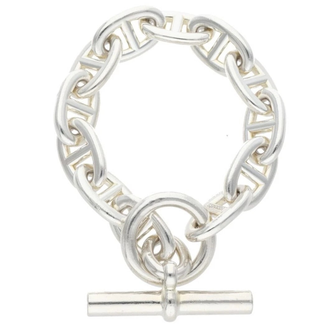 HERMES CHAINE D'ANCRE TGM SHEINE ANKLE SILVER BRACELET: Hermes Chaine d'Ancre TGM Sheine Ankle Silver Bracelet Brand: HERMES Type/Style: Others Material: 925 Silver Color: silver Size: total length 22.5cm Accessories: None Accessories Notice: W
