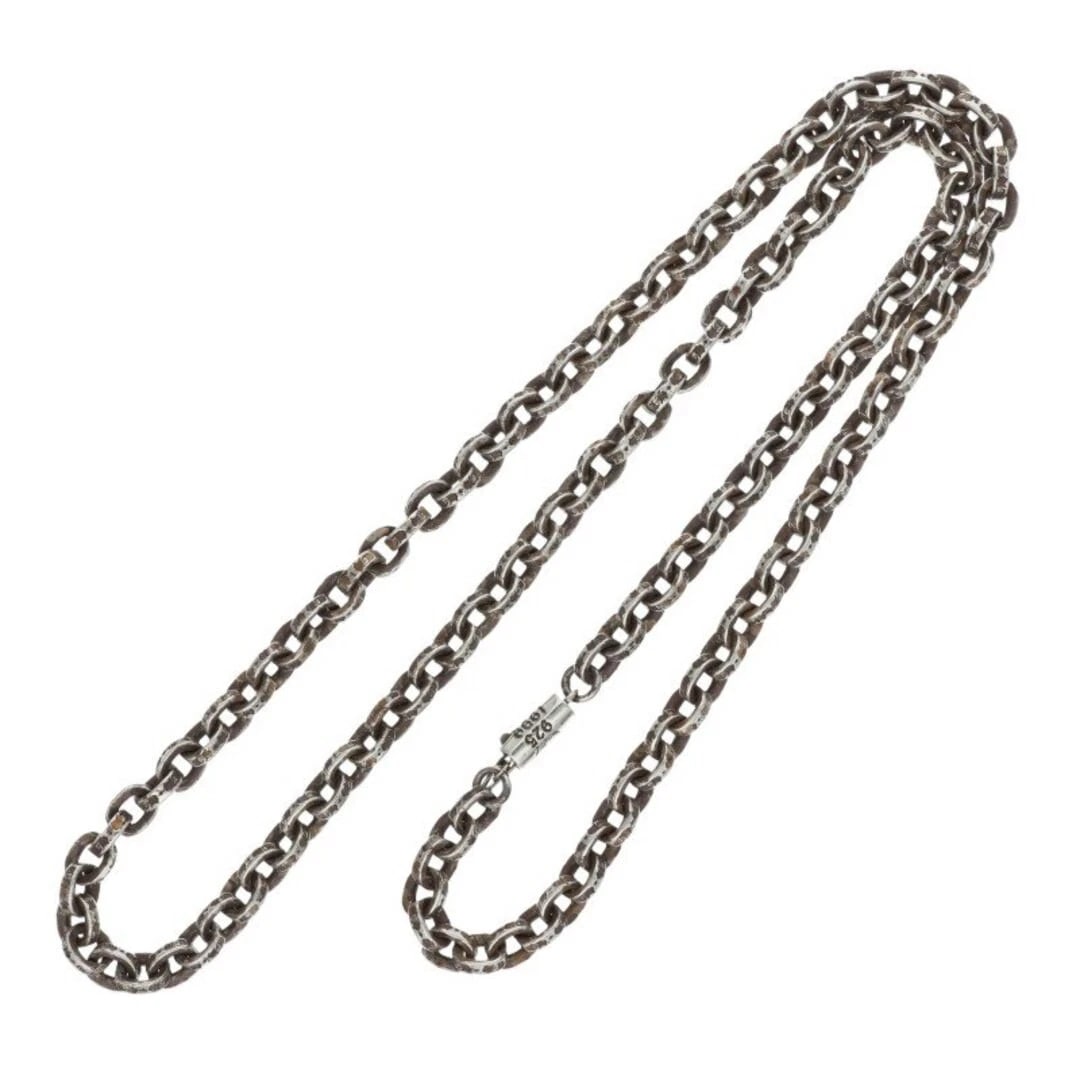 CHROME HEARTS PAPER CHAIN SILVER NECKLACE: Chrome Hearts PAPER CHAIN Silver Necklace Brand: Chrome Hearts Type/Style: Necklace Material: 925 Silver Color: silver Size: total length 51.5cm Accessories: None Accessories Notice: When purchasing