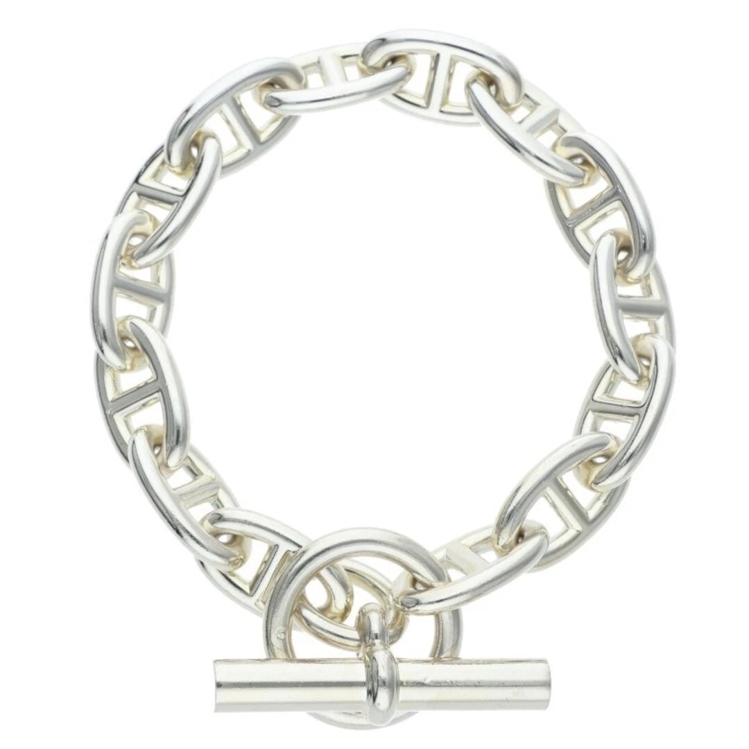 HERMES CHAINE D'ANCRE GM SHEINE ANKLE SILVER BRACELET: Hermes Chaine d'Ancre GM Sheine Ankle Silver Bracelet Brand: HERMES Type/Style: Others Material: 925 Silver Color: silver Size: total length 23.5cm Accessories: None Accessories Notice: When