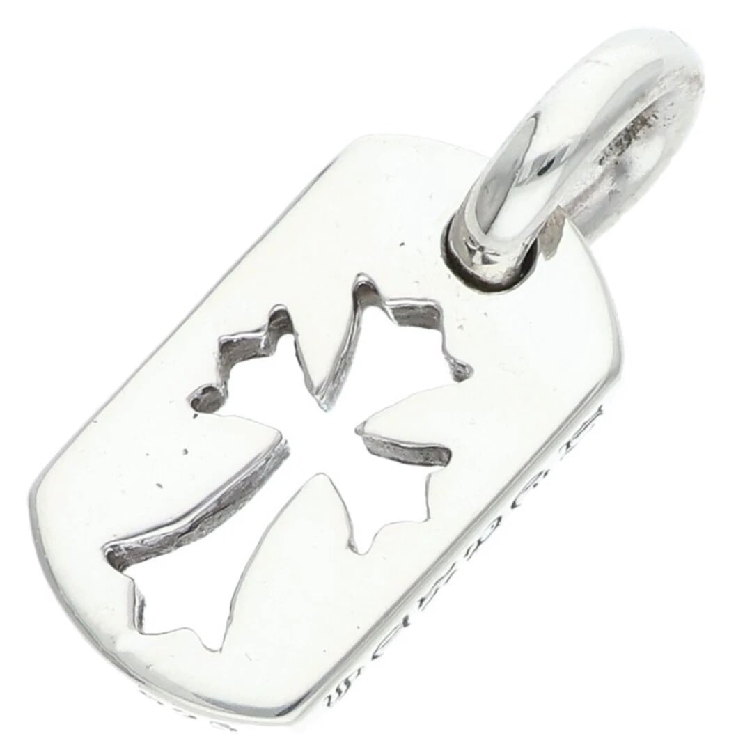CHROME HEARTS TINY CUTOUT CROSS DOG TAG CHARM SILVER NECKLACE: Chrome Hearts Tiny Cutout Cross Dog Tag Charm Silver Necklace Brand: Chrome Hearts Type/Style: Necklace Material: 925 Silver Color: silver Size: vertical 2.2cm Accessories: None Accessories Notice: