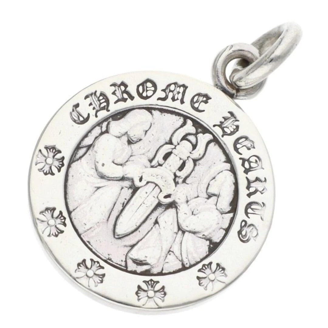 CHROME HEARTS ANGEL MEDAL CHARM SILVER NECKLACE TOP: Chrome Hearts Angel Medal Charm Silver Necklace Top Brand: Chrome Hearts Type/Style: Necklace Material: 925 Silver Color: silver Size: vertical 2.9cm Accessories: None Accessories Notice: