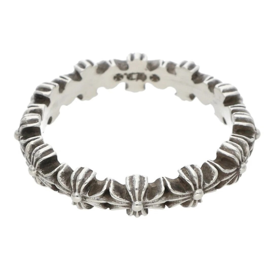 CHROME HEARTS BAND ECH PLUS SILVER RING: Chrome Hearts BAND ECH Plus Silver Ring Brand: Chrome Hearts Type/Style: Ring Material: 925 Silver Color: silver Size: 6 US Accessories: None Accessories Notice: When purchasing pre-owned