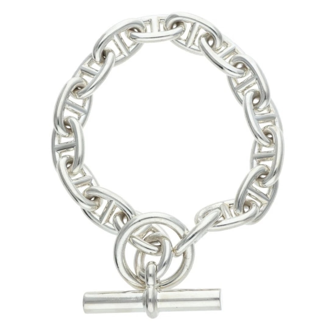 HERMES CHAINE D'ANCRE MM SHEINE ANKLE SILVER BRACELET: Hermes Chaine d'Ancre MM Sheine Ankle Silver Bracelet Brand: HERMES Type/Style: Others Material: 925 Silver Color: silver Size: total length 21cm Accessories: None Accessories Notice: When