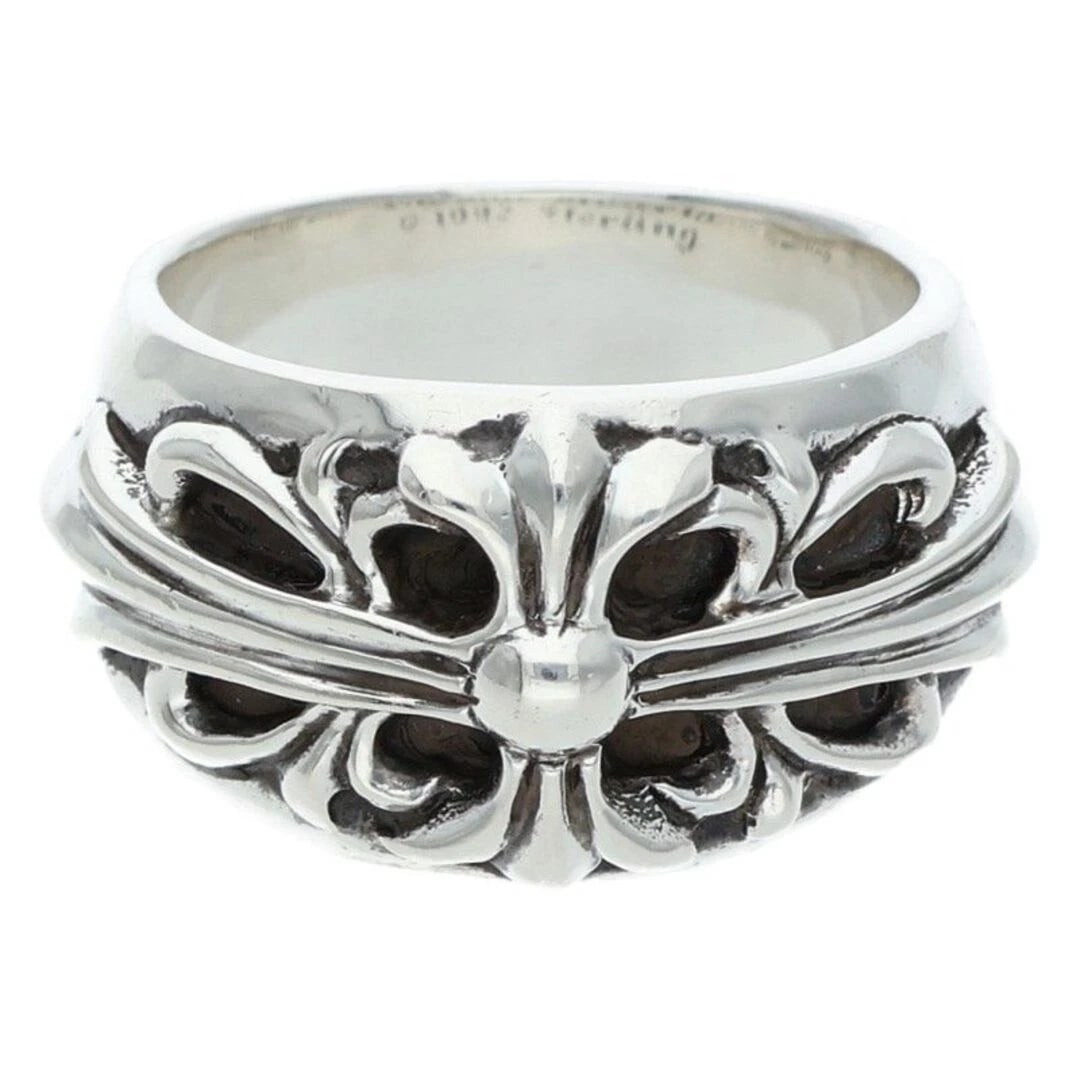 CHROME HEARTS FLRL CRS FLORAL CROSS SILVER RING: Chrome Hearts FLRL CRS Floral Cross Silver Ring Brand: Chrome Hearts Type/Style: Ring Material: 925 Silver Color: silver Size:7.25 - 7.5 US Accessories: None Accessories Notice: When purchasing