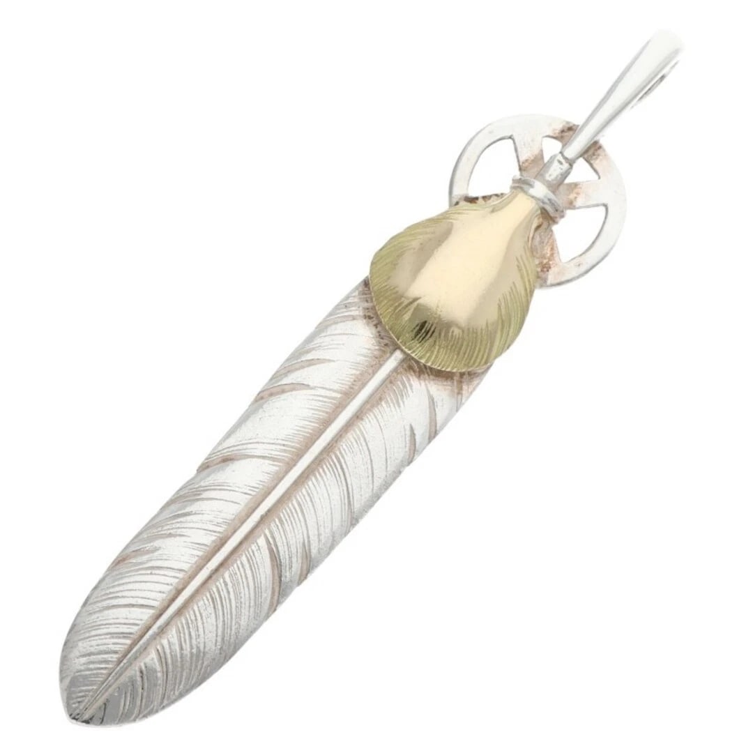 GORROWS HEART WHEEL FEATHER LARGE NECKLACE TOP: Gorrows Heart Wheel Feather Large Necklace Top Brand: goro's Type/Style: Necklace Material: Silver ? Gold Color: Silver ? Gold Size: Vertical 5.1cm Accessories: None Accessories Notice: Wh