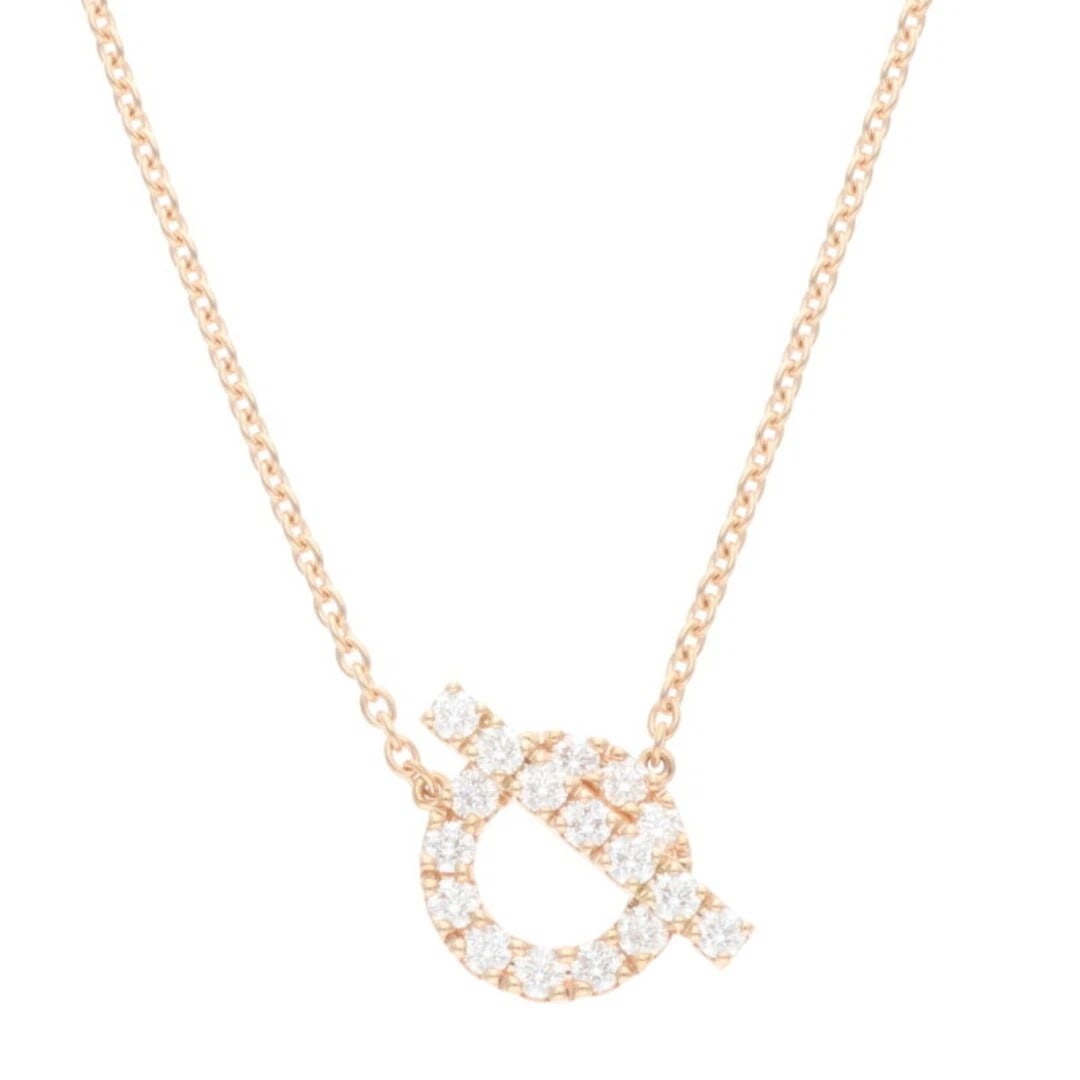 HERMES FINESSE K18PG DIAMOND NECKLACE: Hermes Finesse K18PG Diamond Necklace Brand: Finesse Type/Style: Necklace Material: K18PG Color: PG Size: Top horizontal 1.2cm x vertical 1.4cm, chain length 41cm Accessories: None Accesso