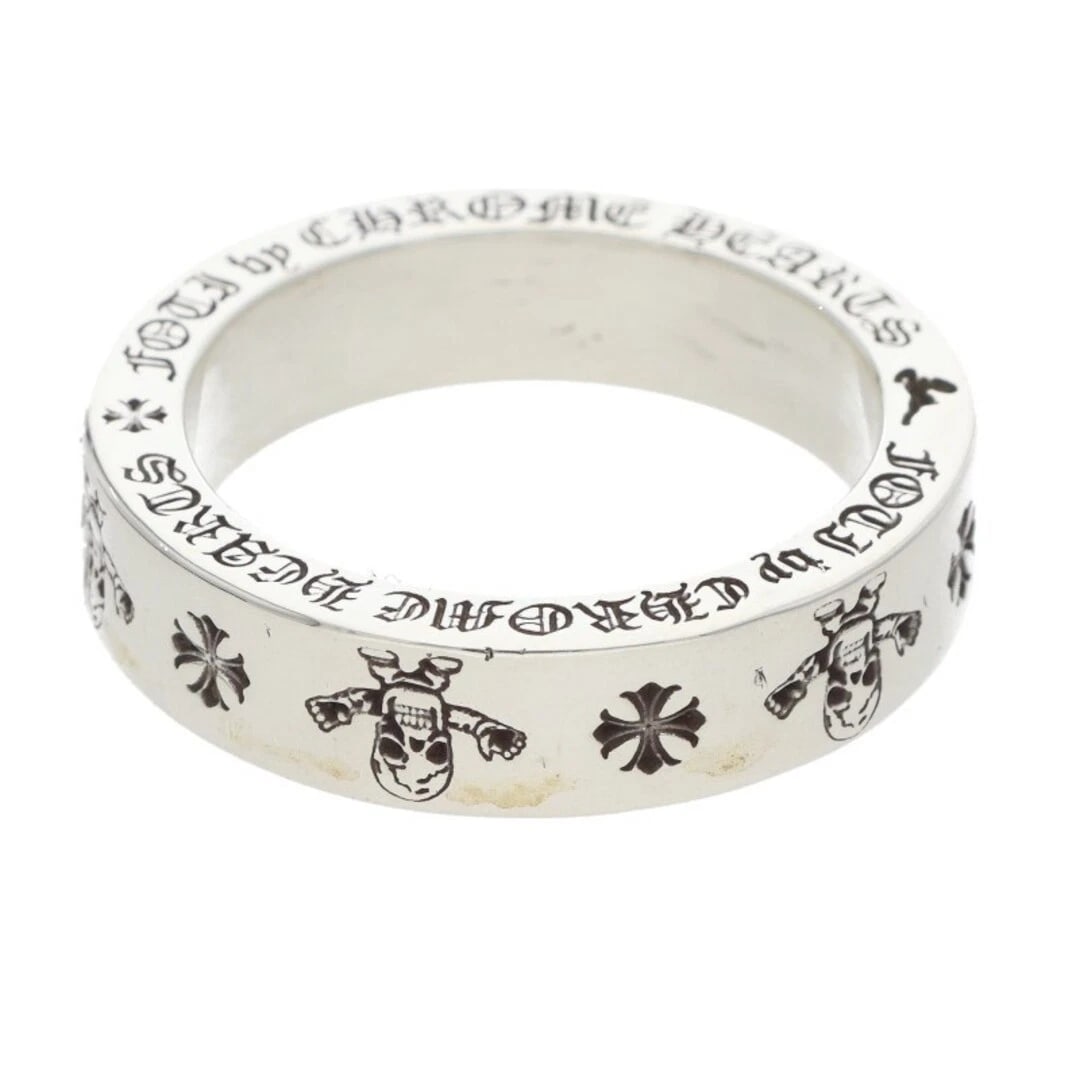 CHROME HEARTS SPACER FOTI SPACERFORT HARRISTER MOTIF SILVER RING: Chrome Hearts Spacer Foti Spacerfort Harrister Motif Silver Ring Brand: Chrome Hearts Type/Style: Ring Material: 925 Silver Color: silver Size: US Size 21 Accessories: None Accessories Notice: When