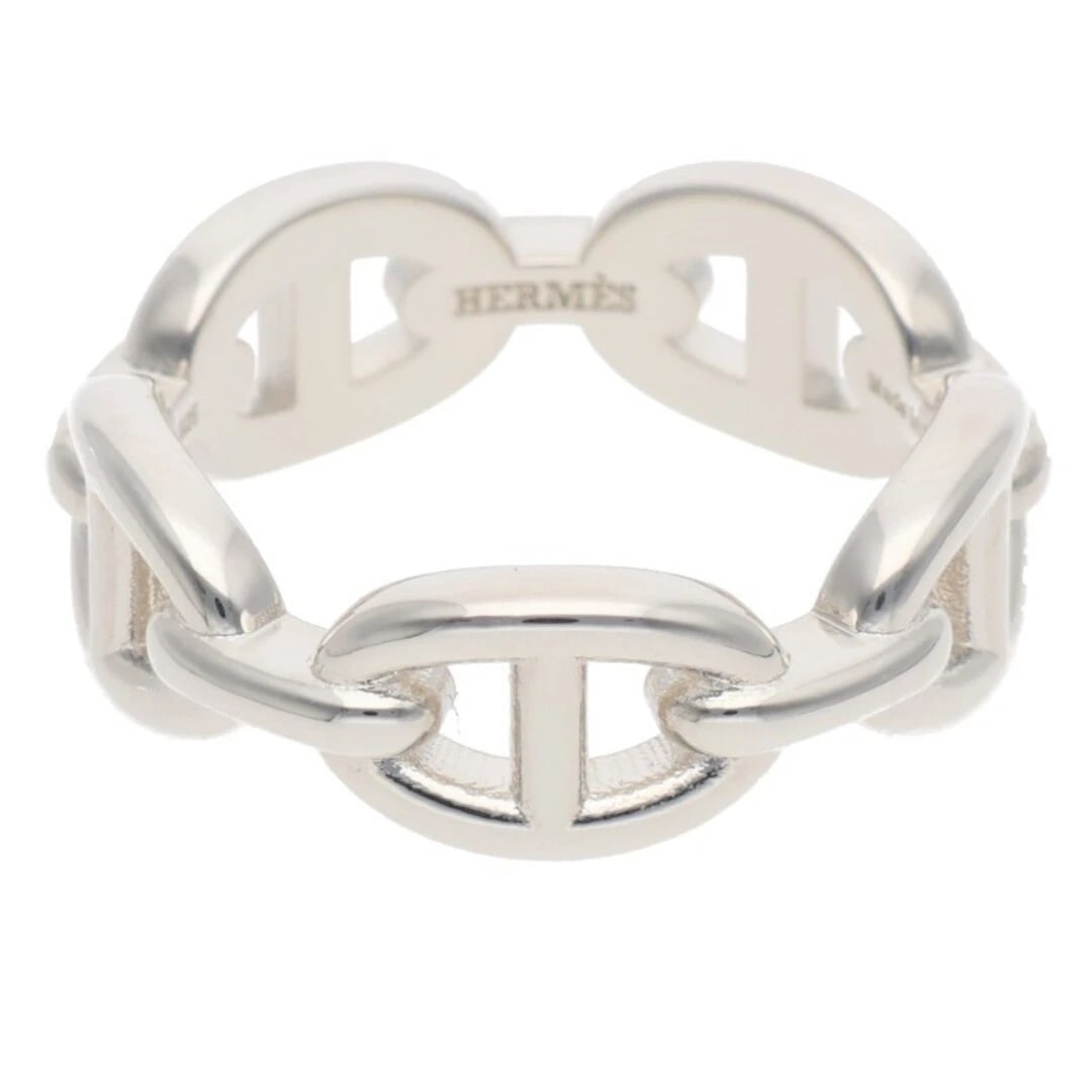 HERMES CHAINE D'ANCRE ENCHAINEE PM SHEINE DUNK ANCHENE SILVER RING: Hermes Chaine d'Ancre Enchainee PM Sheine Dunk Anchene Silver Ring Brand: HERMES Type/Style: Ring Material: 925 Silver Color: silver Size: US Size 17 Accessories: None Accessories Notice: When