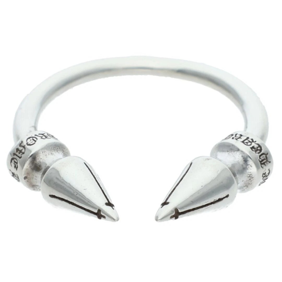 CHROME HEARTS DBL SPIKE RING DOUBLE SILVER: Chrome Hearts DBL Spike Ring double Silver Brand: Chrome Hearts Type/Style: Ring Material: 925 Silver Color: silver Size: US Size 9 Accessories: None Accessories Notice: When purchasing pre-owned