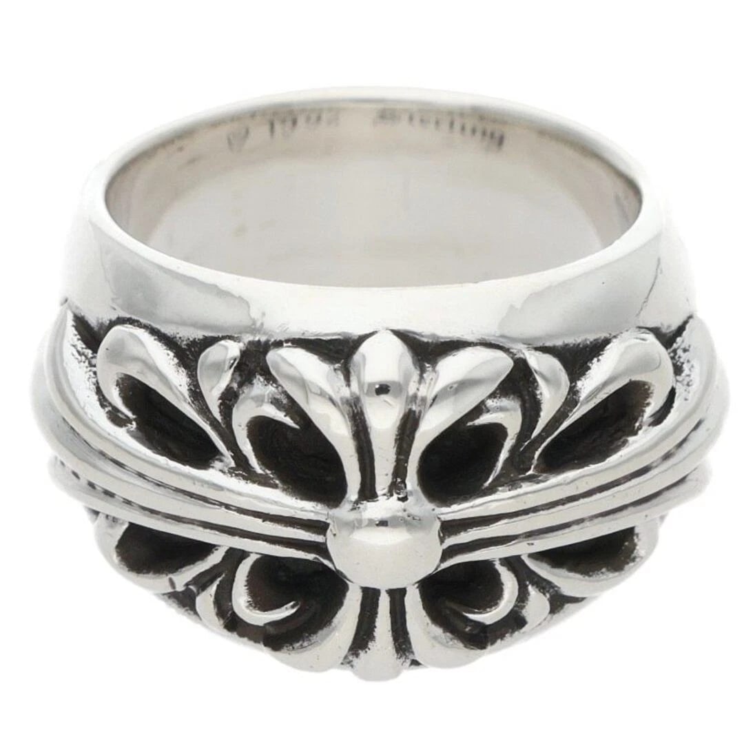 CHROME HEARTS FLRL CRS FLORAL CROSS SILVER RING: Chrome Hearts FLRL CRS Floral Cross Silver Ring Brand: Chrome Hearts Type/Style: Ring Material: 925 Silver Color: silver Size: US Size 10.5 Accessories: None Accessories Notice: When purchasing