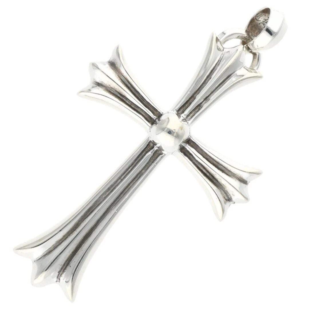 CHROME HEARTS LARGE CROSS BAIL SILVER NECKLACE TOP: Chrome Hearts Large Cross Bail Silver Necklace Top Brand: Chrome Hearts Type/Style: Necklace Material: 925 Silver Color: silver Size: Vertical 9.1cm Accessories: None Accessories Notice: When