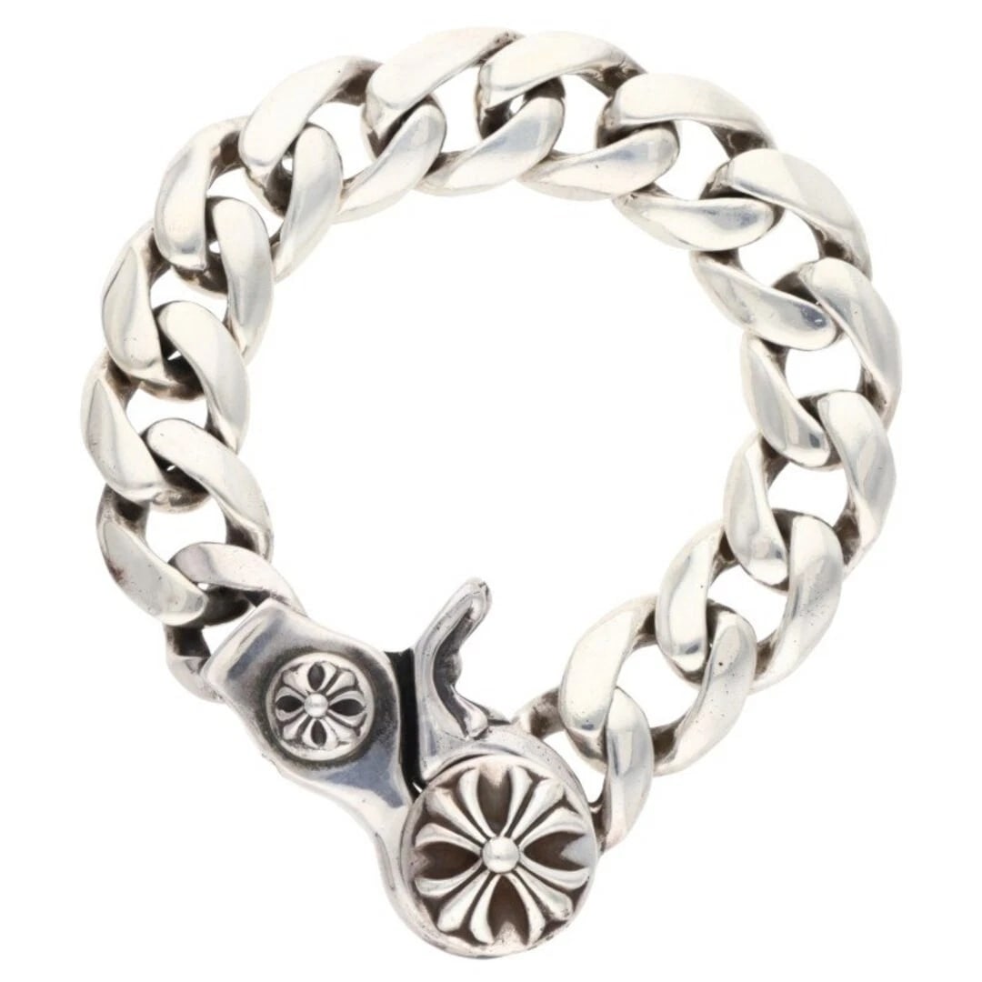 CHROME HEARTS CLASSIC LINK CLIP OLD SILVER BRACELET: Chrome Hearts Classic Link Clip Old Silver Bracelet Brand: Chrome Hearts Type/Style: Others Material: 925 Silver Color: silver Size: total length 22.5cm Accessories: None Accessories Notice: When