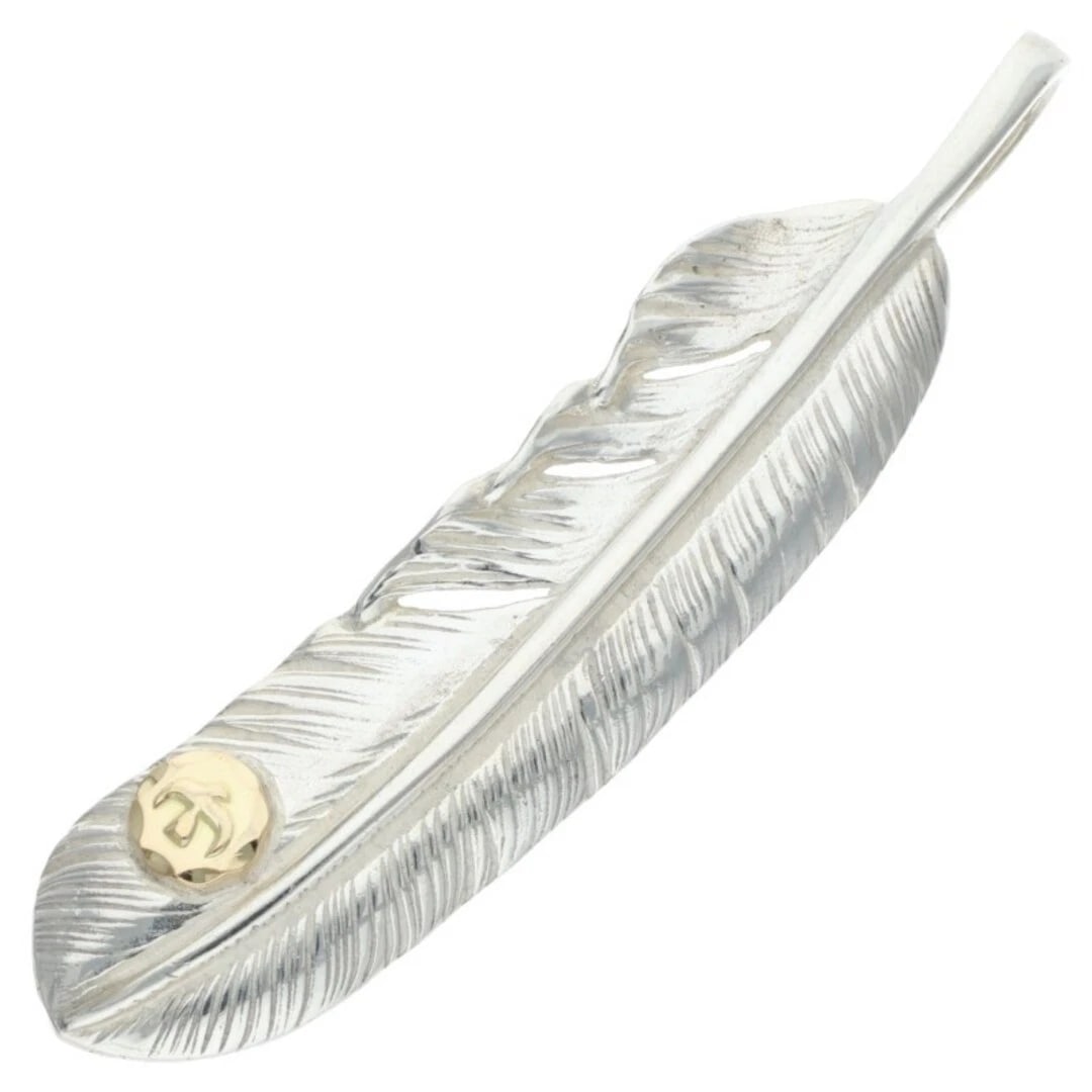 GOROWS OVERSIZED FEATHER WITH METAL RIGHT FACING NECKLINE TOP: Gorows Oversized Feather With Metal Right Facing Neckline Top Brand: goro's Type/Style: Necklace Material: 925 Silver Color: silver Size: vertical 6.8cm Accessories: None Accessories Notic