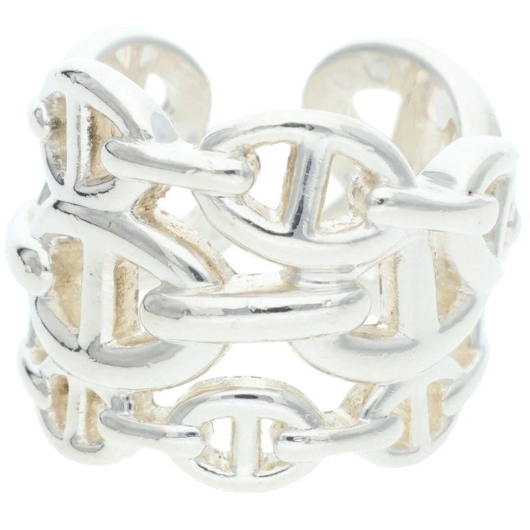 HERMES CHAINE D'ANCRE DUNK ANCHENE SILVER RING: Hermes Chaine d'Ancre Dunk Anchene Silver Ring Brand: HERMES Type/Style: Ring Material: 925 Silver Color: silver Size: 6.25 - 6.5 US Accessories: None Accessories Notice: When purchasing pre-owned