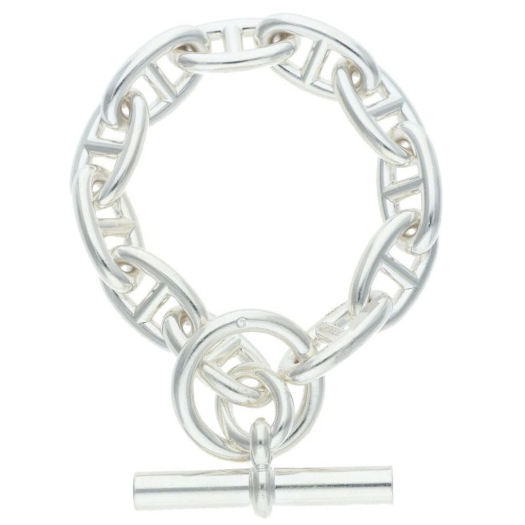 HERMES CHAINE D'ANCRE GM SHEINE ANKLE SILVER BRACELET: Hermes Chaine d'Ancre GM Sheine Ankle Silver Bracelet Brand: HERMES Type/Style: Others Material: 925 Silver Color: silver Size: total length 19.5cm Accessories: None Accessories Notice: When