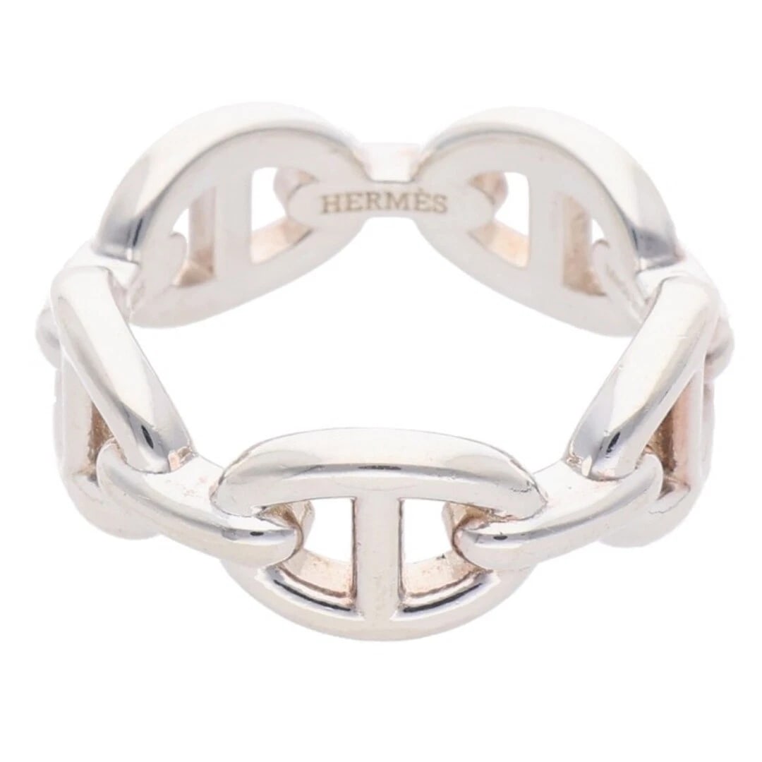 HERMES CHAINE D'ANCRE DUNK ANCHENE SILVER RING: Hermes Chaine d'Ancre Dunk Anchene Silver Ring Brand: HERMES Type/Style: Ring Material: 925 Silver Color: silver Size: 6.25 - 6.5 US Accessories: None Accessories Notice: When purchasing pre-owned