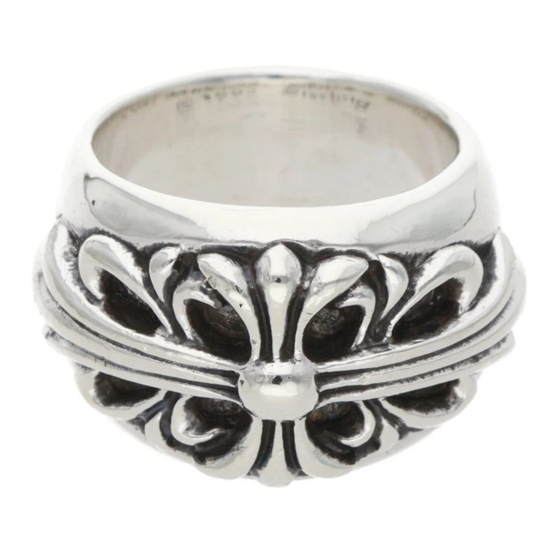 CHROME HEARTS FLORAL CROSS SILVER RING: Chrome Hearts Floral Cross Silver Ring Brand: Chrome Hearts Type/Style: Ring Material: 925 Silver Color: silver Size: 4.75 - 5 US Accessories: None Accessories Notice: When purchasing pre-owned