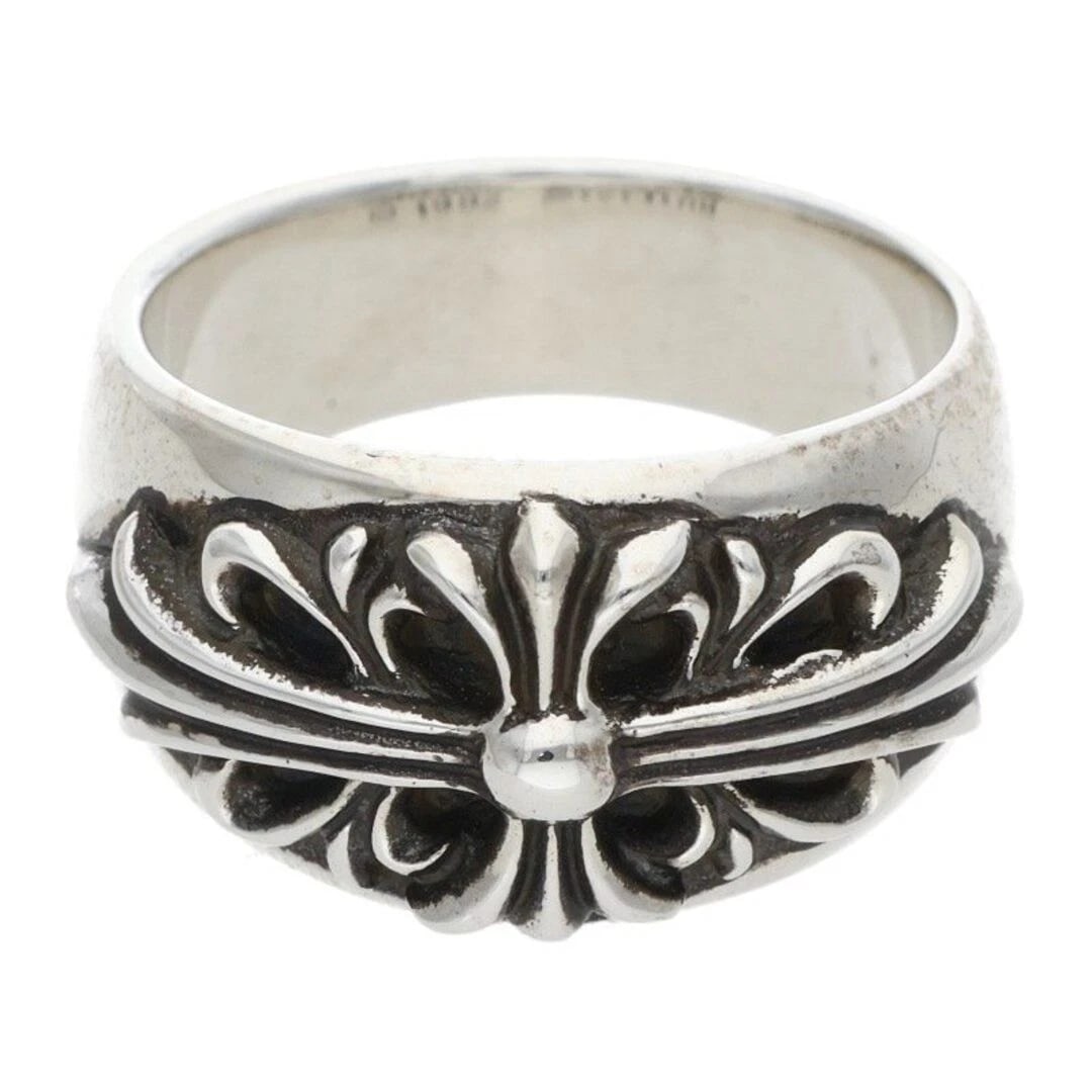 CHROME HEARTS FLRL CRS FLORAL CROSS SILVER RING: Chrome Hearts FLRL CRS Floral Cross Silver Ring Brand: Chrome Hearts Type/Style: Ring Material: 925 Silver Color: silver Size: US Size 23.5 Accessories: None Accessories Notice: When purch