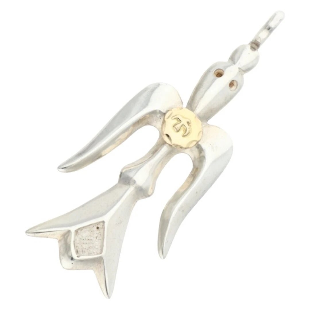 GOROWS TRI NECK TOP WITH GOLD METAL MEN'S: Gorows Tri Neck Top With Gold Metal Men's Brand: goro's Type/Style: Necklace Material: 925 Silver Color: silver Size: vertical 6.5cm Accessories: None Accessories Notice: When purchasing pre-owned