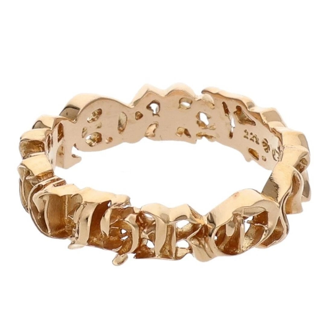 CHROME HEARTS SCRATCH BAND SCRIPT GOLD RING - 2